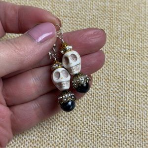 Howlite skull pierced dangle earrings